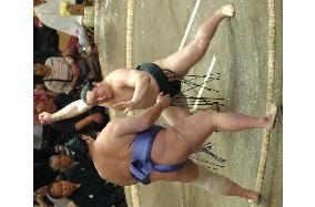 Asashoryu cranks out 8th win at summer sumo