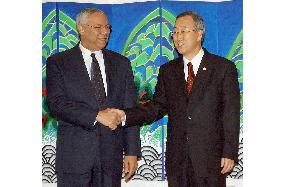 Powell meets with Ban in Seoul