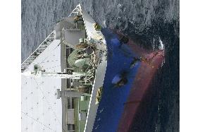 1 dead, 8 missing after 2 freighters collide off eastern Japan