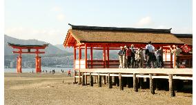 Damaged Itsukushima Shrine structure repaired
