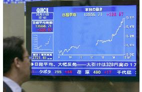 Nikkei stock benchmark posts biggest 1-day gain in over 3 years