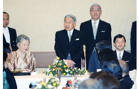 Emperor Akihito greets public on 72nd birthday, worried by snowfall