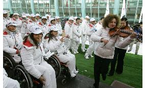 Japanese Paralympic Winter Games team at Olympic village