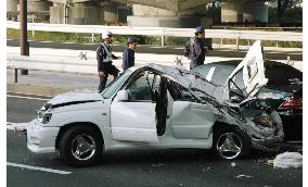 4 killed after car overturns, crashes into highway pillar