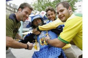 Supporters await Japan-Brazil match