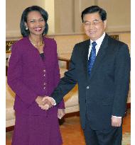 Rice meets with Hu in Beijing