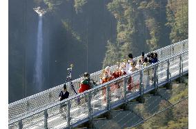 Japan's longest walk-only suspension bridge opens