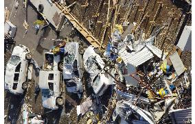 Work begins to clear rubble after deadly tornado in Saroma