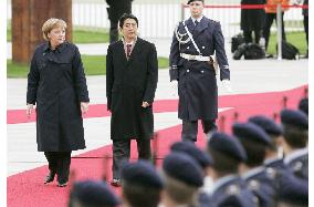 Abe visits Berlin for talks with German Chancellor Merkel