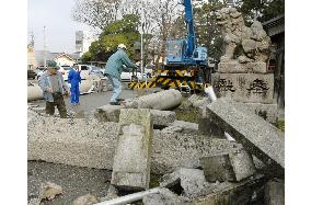 M6.9 quake in Noto -- Damaged shrine in Wajima