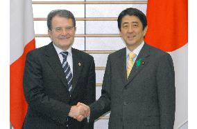 Abe, Prodi agree further cooperation on security, Afghans, summit