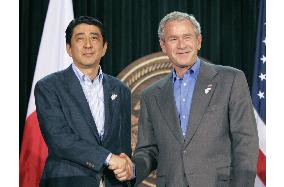 Abe, Bush warn N. Korea of tougher action