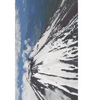 Mt. Fuji still snow-capped, delay likely in climbing season