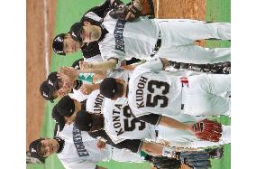 Fighters riddle Marines in 7th, 1 win from Japan Series