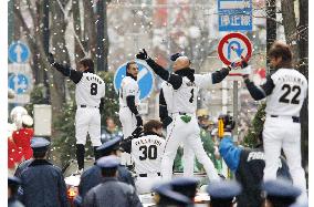 Pacific League champion Nippon Ham parades in Sapporo