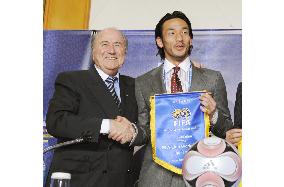 Retired Japan soccer star Nakata meets press