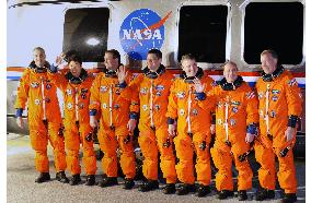 Endeavour crew heads to shuttle orbiter to await liftoff