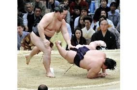 Asashoryu still in driver's seat at spring sumo