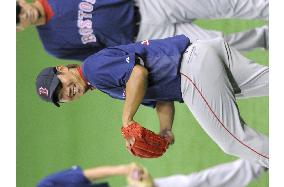 Boston's Matsuzaka practices ahead of MLB opener