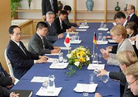German Chancellor Merkel talks with Japanese PM Fukuda