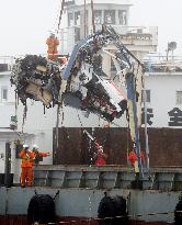 Helicopter salvaged after crash off Aomori