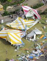 Man dies, several hurt as wind knocks down tent in Fukui Pref.