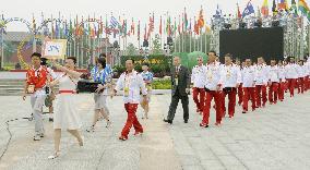 Japanese delegation enters Olympic Village in Beijing
