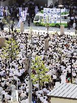 People listen to 5 LDP presidential candidates in Shimane Pref.