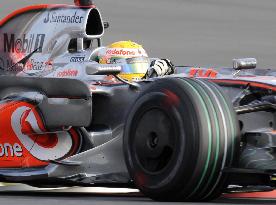 Britain's Hamilton takes pole position at Fuji