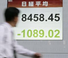 Tokyo stocks tumble, Nikkei ends with 2nd largest drop