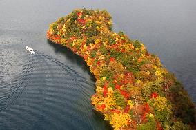 Leaves turn red and yellow at Lake Chuzenji
