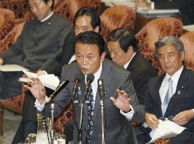Aso calls in Diet for support for antiterror refueling mission