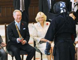 Britain's Prince Charles, his wife Camilla visit Keio University