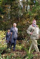 Prince Charles walks around in woods in Nagano Prefecture