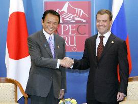 Aso, Medvedev agree to realize Putin's Japan visit