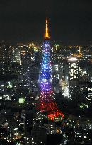 Tokyo Towers lit up with 50th anniversary illuminations