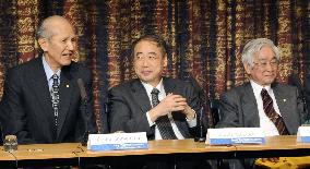 Japanese Nobel Prize winners meet press in Stockholm