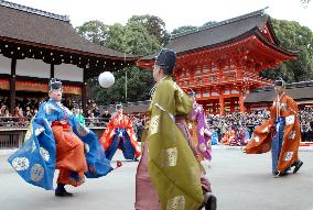 Ancient ball-kicking game played in Kyoto