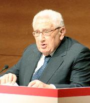 Ex-U.S. Secretary of State Kissinger speaks in Okayama