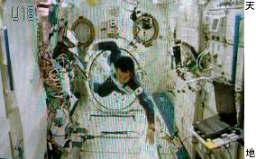 Wakata performs crawl stroke on space station