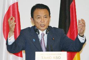 Aso calls for Japan-Europe cooperation on crisis, climate