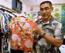 Aloha shirts made with kimono fabric sell well at Tokyo shop