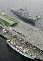 U.S. Aegis destroyer at Yokohama passenger terminal