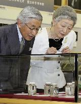 Emperor visits exhibition of his own research work