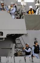 Crew of MSDF destroyer Sazanami on alert