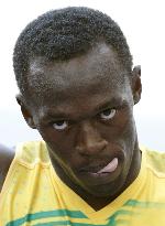 Bolt after 100m 1st round heat