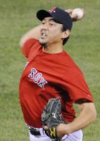 Blue Jay's Saito pitches against Red Sox