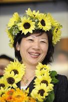 Flowery Noda relieved to gain reelection
