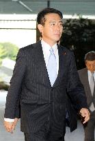 Transport minister Maehara arrives at premier's office