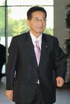 Administrative reform minister Sengoku arrives at PM's office
